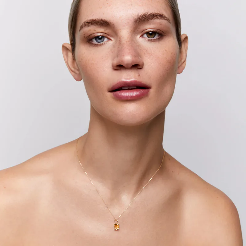 14kt Emerald Cut Citrine Necklace