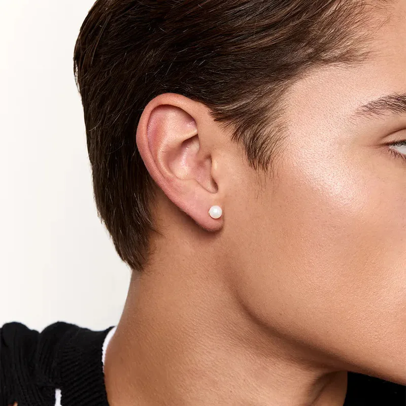 14kt Men's 6mm Pearl Stud