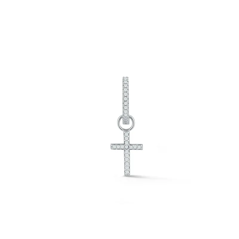 14kt Men's Single Diamond Huggie With Detachable Cross
