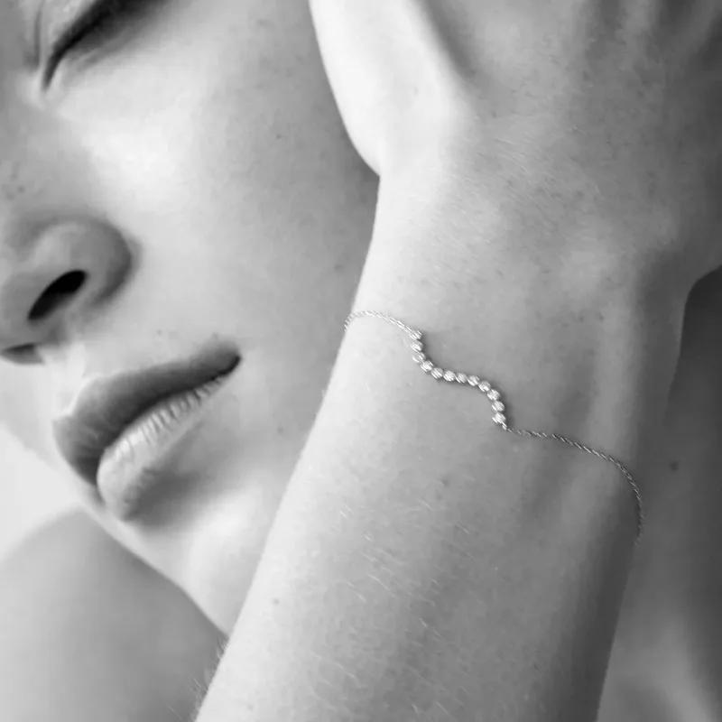 14kt Diamond Bezel Wave Bracelet