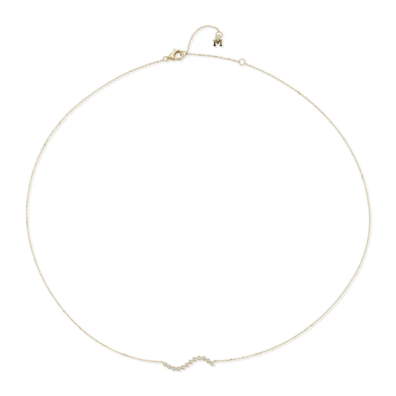 14kt Diamond Bezel Wave Necklace