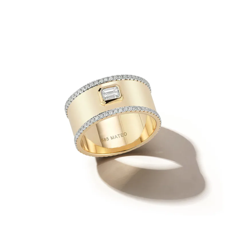 14kt Diamond Edge Cigar Band