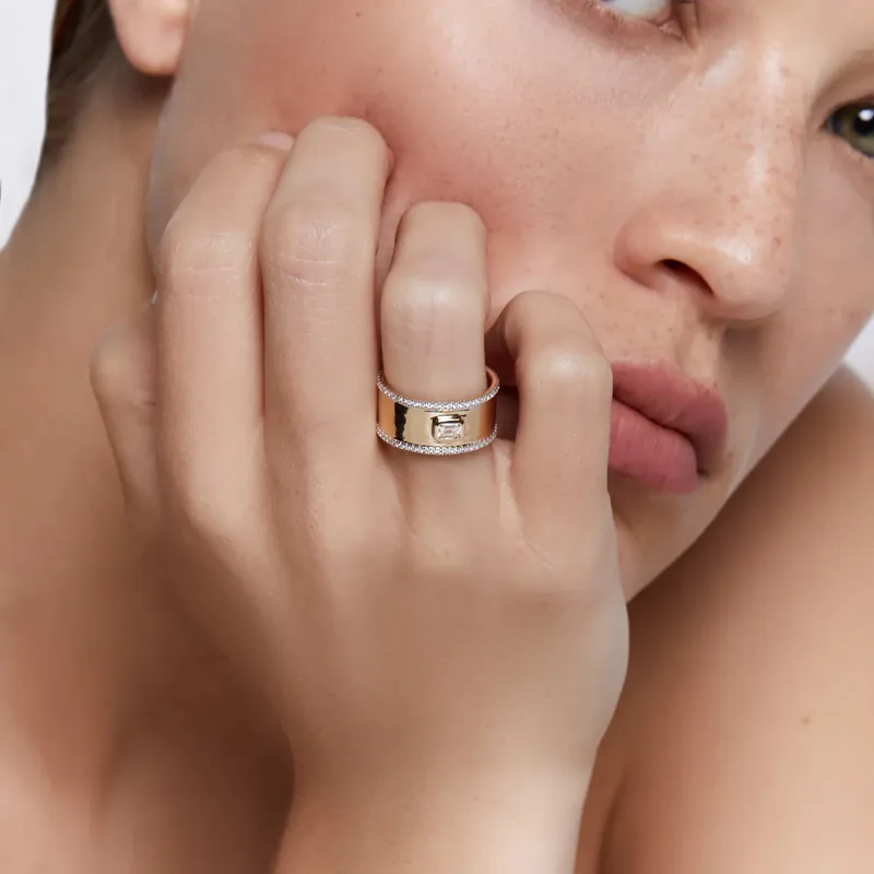 14kt Diamond Edge Cigar Band