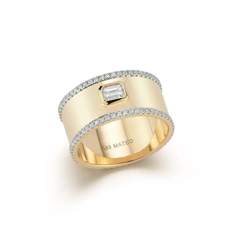 14kt Diamond Edge Cigar Band