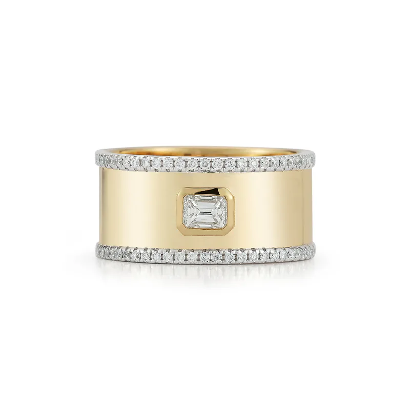 14kt Diamond Edge Cigar Band