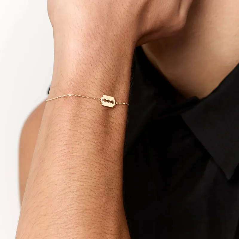 14kt Mini Razor Blade Bracelet