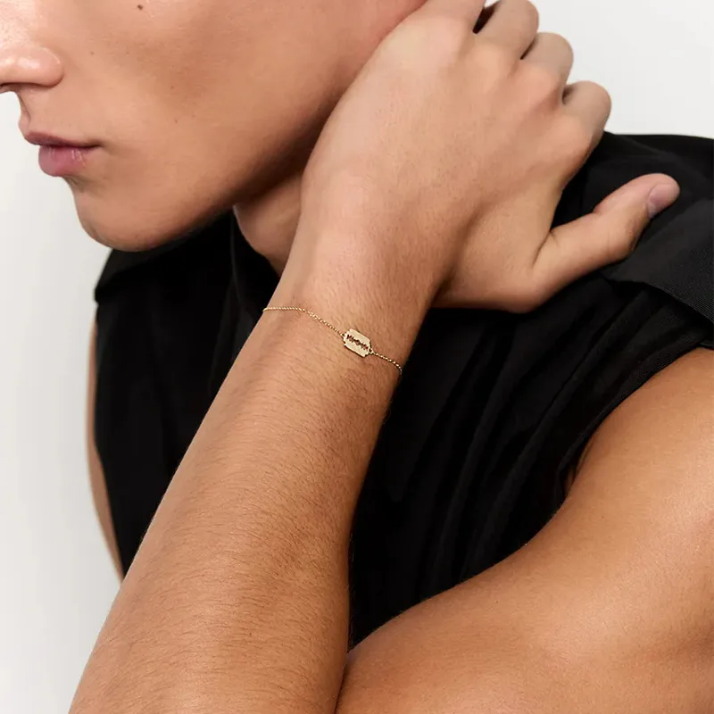 14kt Mini Razor Blade Bracelet