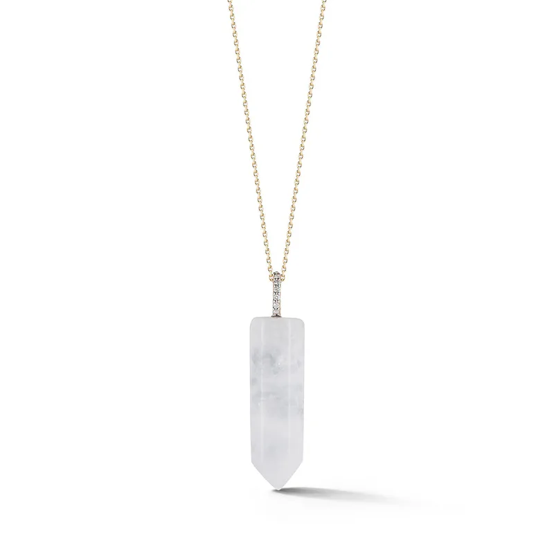 14kt Men's Diamond Healing Crystal Necklace