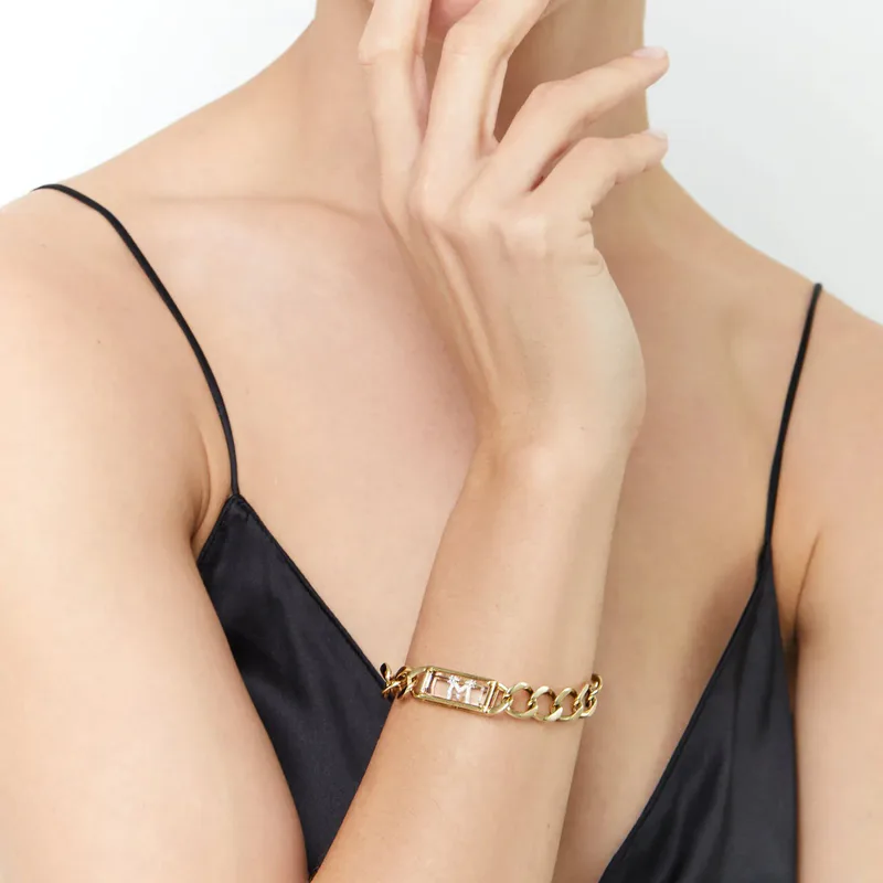 14kt Gold Framed Secret Initial Bracelet