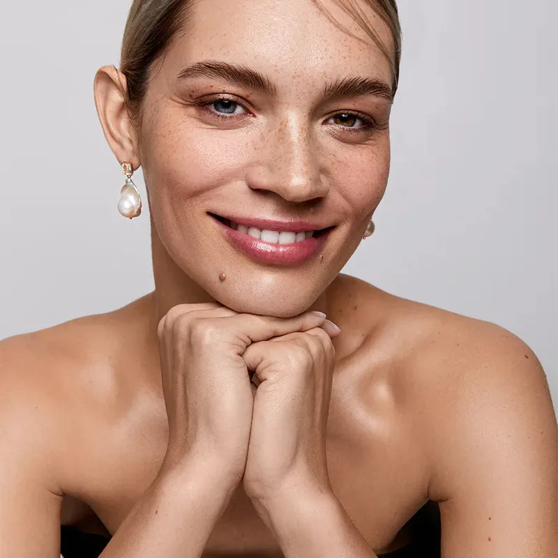 14kt Green Amethyst and Baroque Pearl Drop Earrings
