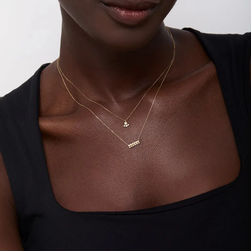 The Little Things Pearl and Diamond Horizontal Bar Necklace