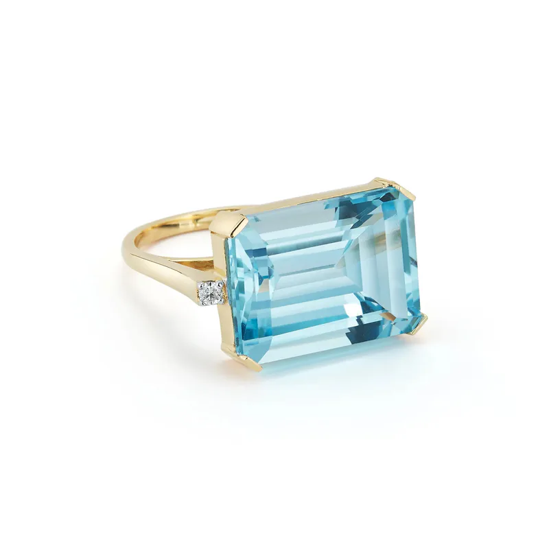 East West Blue Topaz Ring
