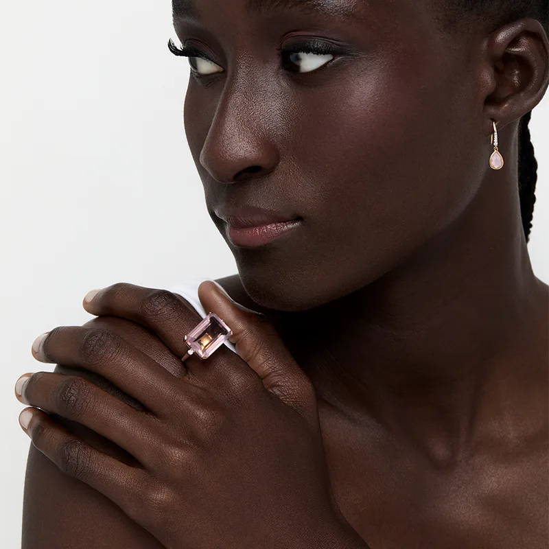 14kt East West Pink Topaz Ring