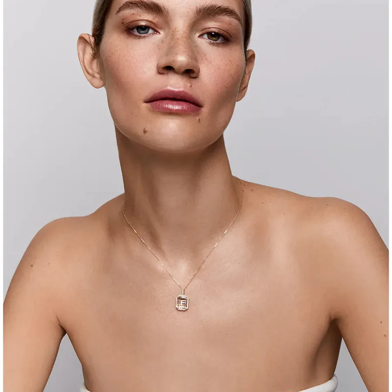 14kt Diamond Frame Secret Initial Necklace // A - Z