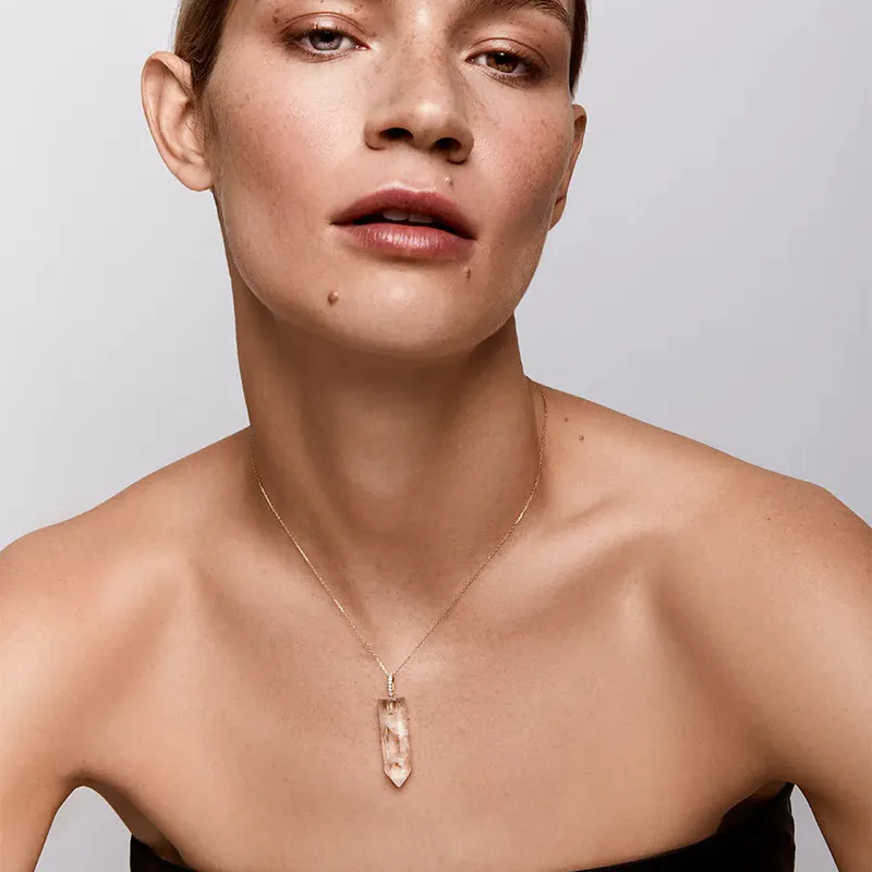 14kt Diamond Healing Crystal Necklace