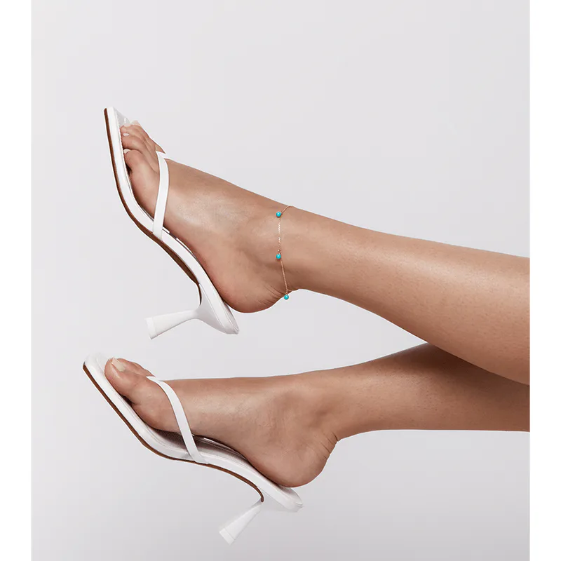 14kt Gold 5 Point Turquoise Anklet