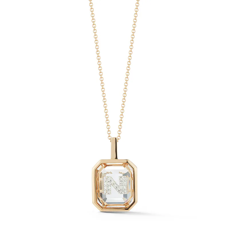 14kt Gold Frame Secret Initial Necklace