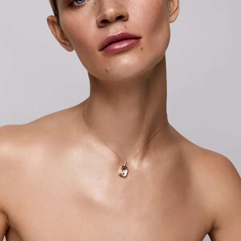 14kt Gold Frame Secret Initial Necklace