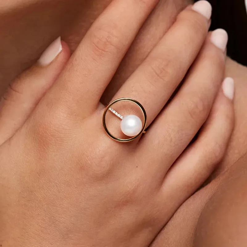14kt Pearl Orbit Ring
