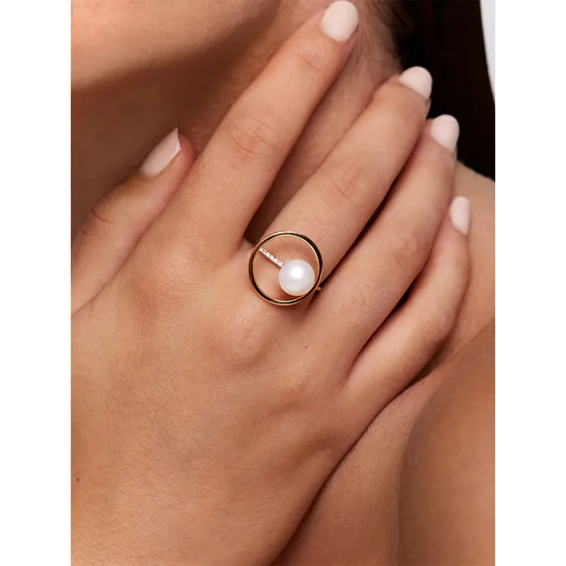 14kt Pearl Orbit Ring
