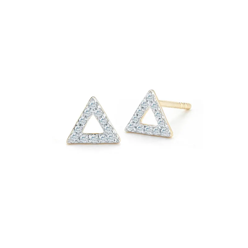 14kt  Mini Diamond Triangle Stud