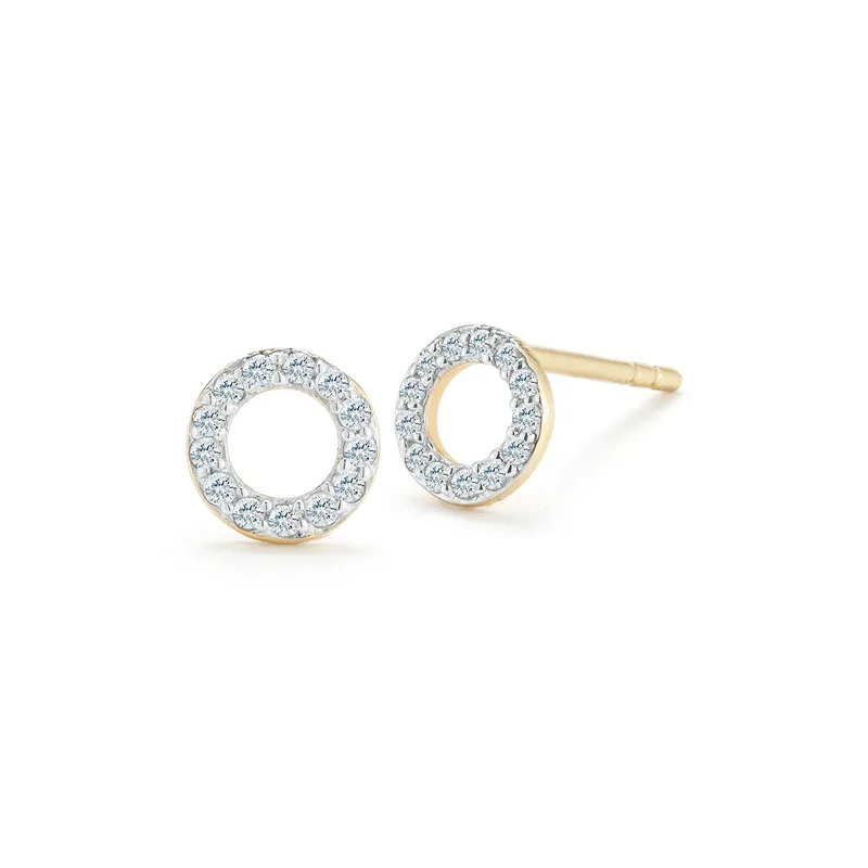 14kt Mini Diamond Circle Stud