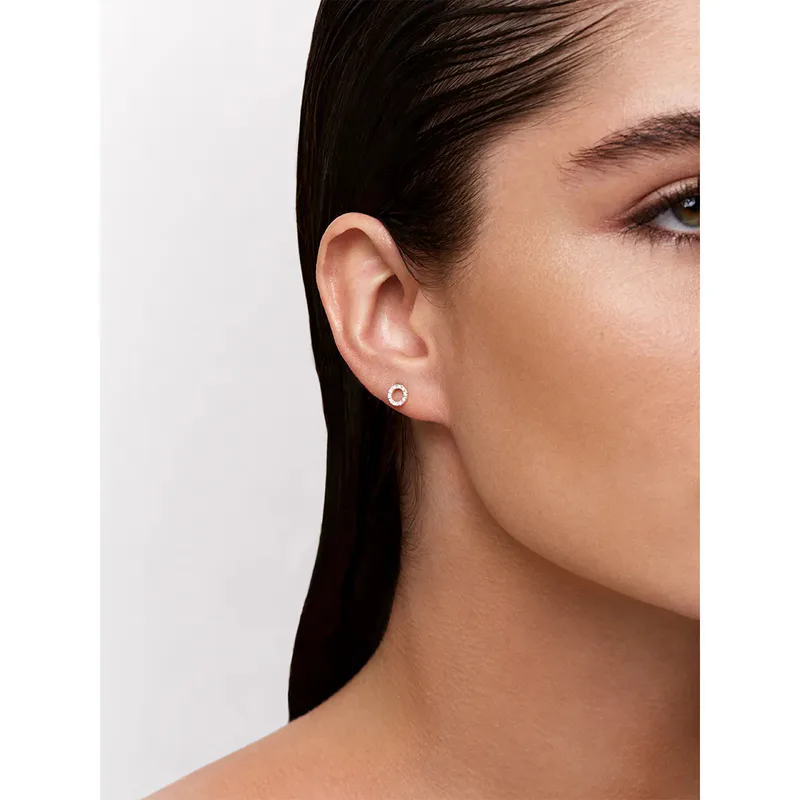 14kt Mini Diamond Circle Stud