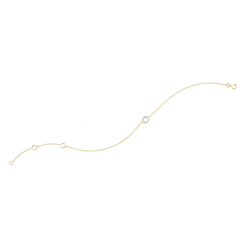 14kt Gold Mini Diamond Circle Chain Bracelet