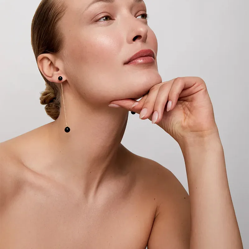 Onyx Ball Drop Earrings