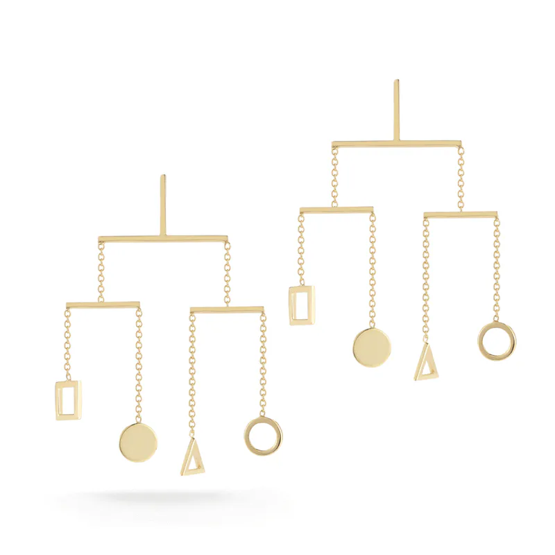 14kt Gold Kinetic Object Mobile Earrings