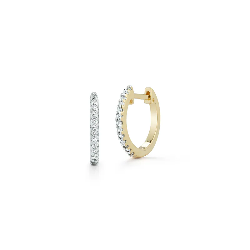 12mm Diamond Huggies - Yellow Gold