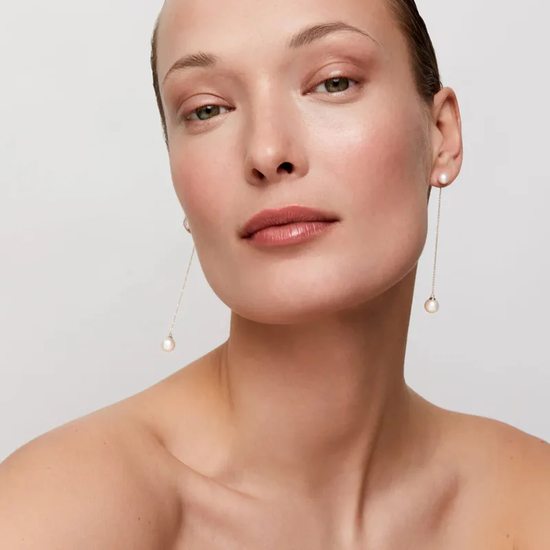 14kt Gold Pearl Ball Drop Earring