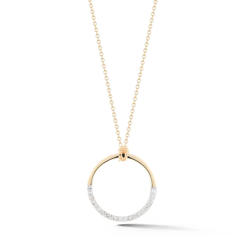 14kt Gold Medium Halfmoon pendant with diamonds