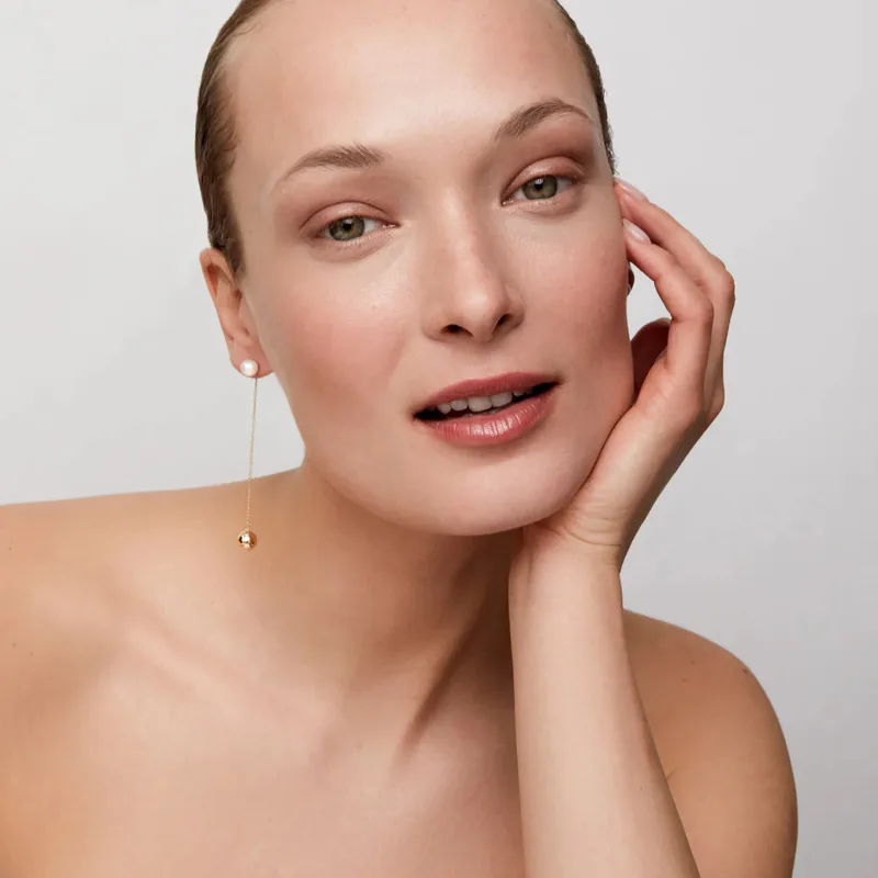 14kt Gold & Pearl Ball Drop Earrings
