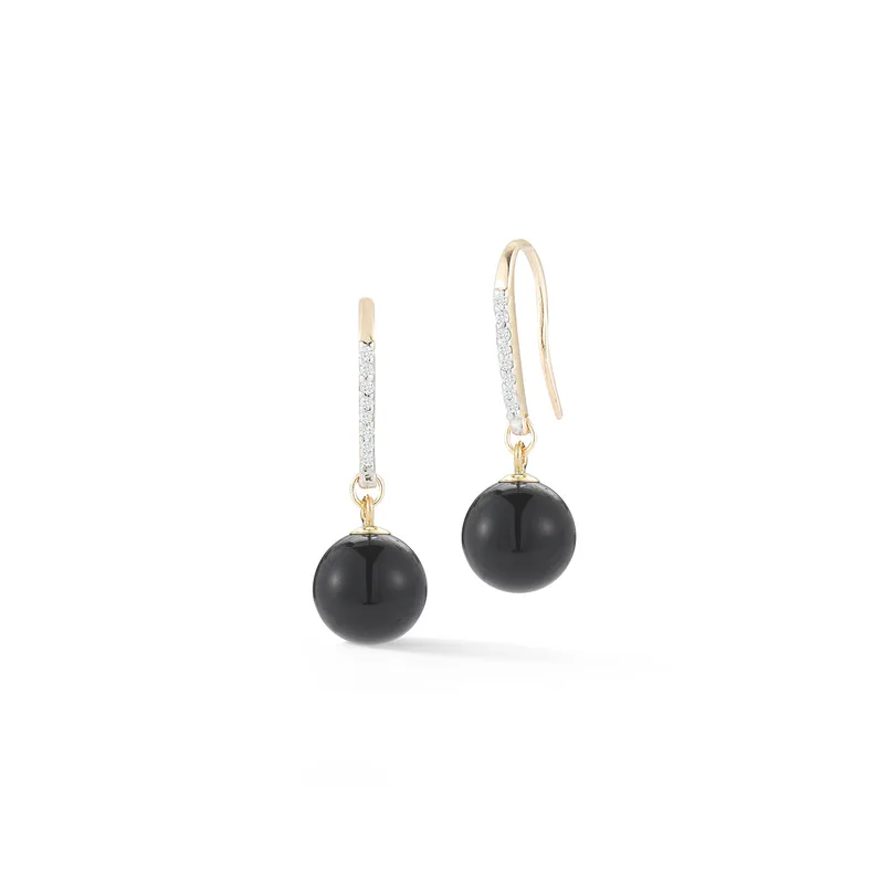 14kt Gold Single Onyx Drop Earrings