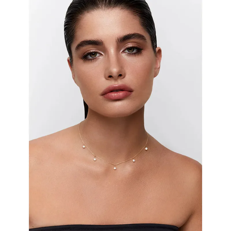 14kt  5 Point Pearl Necklace
