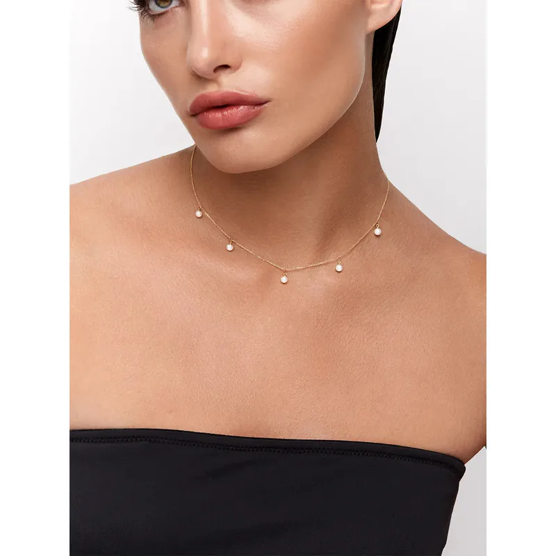 14kt  5 Point Pearl Necklace