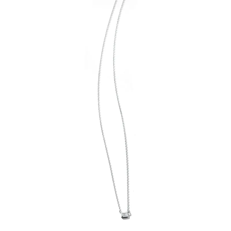 Platinum Diamond Baguette Necklace