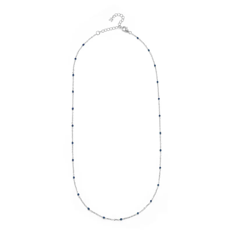Blue Enamel Station Chain Necklace