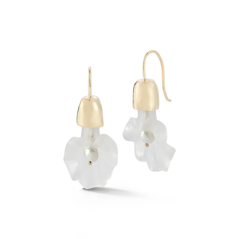 14kt Calla Lily Baroque Pearl Drop Earrings