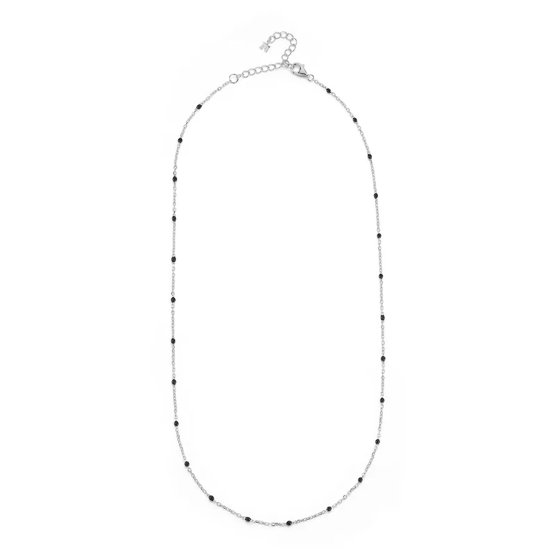 Black Enamel Station Chain Necklace