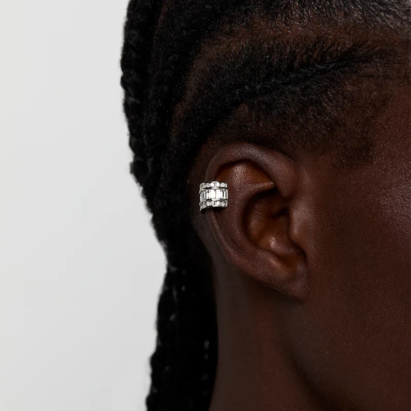 Platinum and Diamond Baguette Ear Cuff - Women