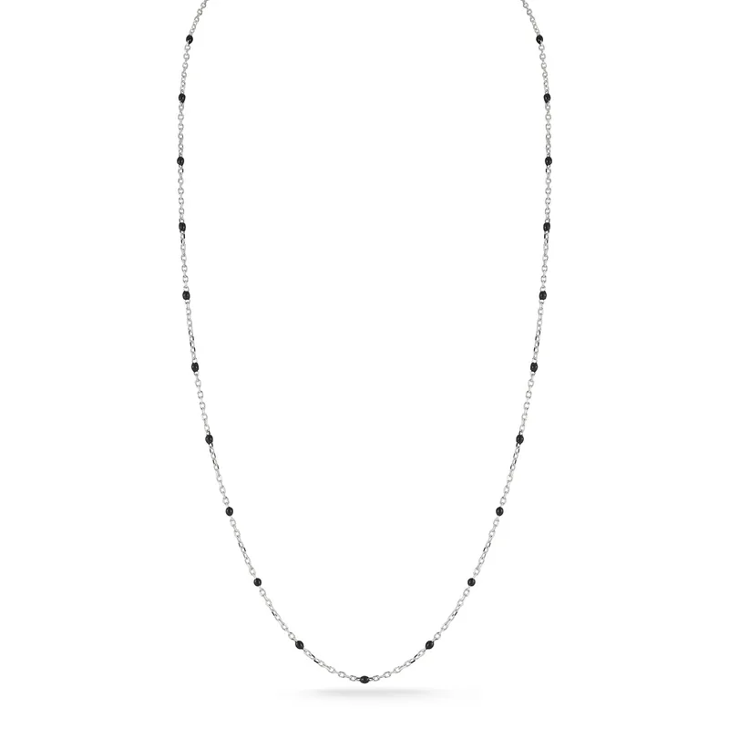 Black Enamel Station Chain Necklace