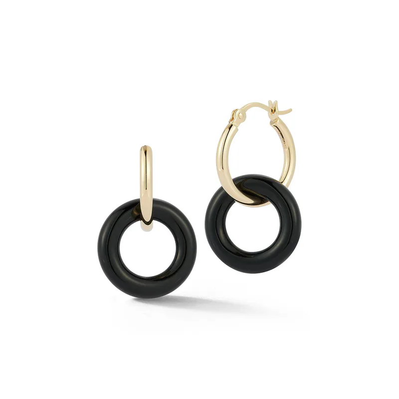 14kt Onyx Donut Hoops