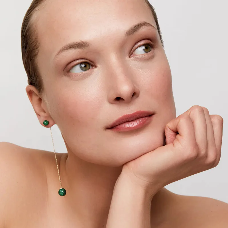 Single Malachite Ball Drop Earring
