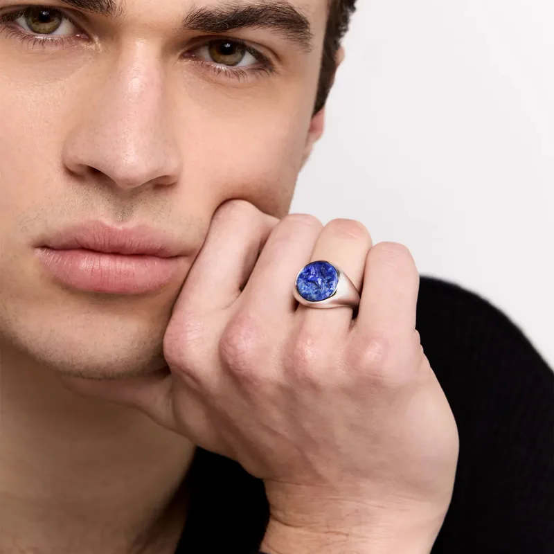 Carved Stallion Lapis Ring