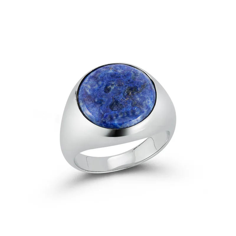Carved Lion Lapis Ring
