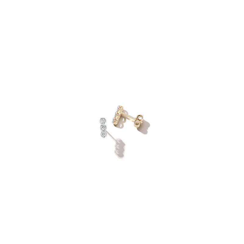 14kt Trio Diamond Bar Studs