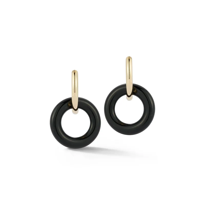 14kt Onyx Donut Hoops