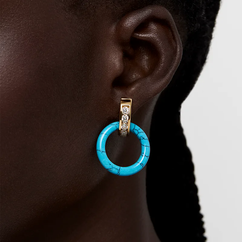 14kt Deluxe Donut Door Knocker Earring Set